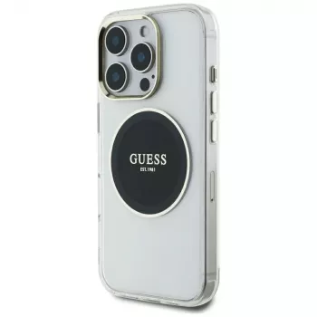 Guess IML Metal Colored Circle Classic Logo MagSafe Case voor iPhone 16 Pro Max (zwart)