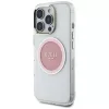 Guess IML Metal Colored Circle Classic Logo MagSafe Case voor iPhone 16 Pro (roze)