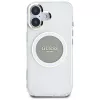 Guess IML Metal Colored Circle Classic Logo MagSafe Case voor iPhone 16 (grijs)