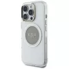 Guess IML Metal Colored Circle Classic Logo MagSafe Case voor iPhone 16 Pro (grijs)