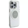 Guess IML Metal Colored Circle Classic Logo MagSafe Case voor iPhone 16 Pro (grijs)