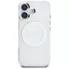 Guess IML Metal Colored Circle Classic Logo MagSafe Case voor iPhone 16 (wit)