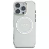 Guess IML Metal Colored Circle Classic Logo MagSafe Case voor iPhone 16 Pro (wit)