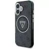 Guess IML Metal Glitter 4G Circle Triangle MagSafe Case voor Apple iPhone 16 (zwart)