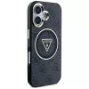 Guess IML Metal Glitter 4G Circle Triangle MagSafe Case voor Apple iPhone 16 (zwart)
