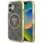 Guess IML Metal Glitter 4G Circle Triangle MagSafe Case voor iPhone 16 (bruin)