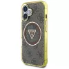 Guess IML Metal Glitter 4G Circle Triangle MagSafe Case voor iPhone 16 (bruin)