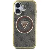 Guess IML Metal Glitter 4G Circle Triangle MagSafe Case voor iPhone 16 (bruin)