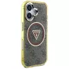 Guess IML Metal Glitter 4G Circle Triangle MagSafe Case voor iPhone 16 (bruin)