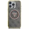Guess IML Metal Glitter 4G Circle Triangle MagSafe Case voor iPhone 16 Pro (bruin)