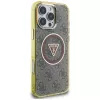 Guess IML Metal Glitter 4G Circle Triangle MagSafe Case voor iPhone 16 Pro (bruin)