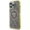 Guess IML Metal Glitter 4G Circle Triangle MagSafe Case voor iPhone 16 Pro Max (bruin)