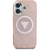 Guess IML Metal Glitter 4G Circle Triangle MagSafe Case voor iPhone 16 (roze)