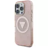 Guess IML Metal Glitter 4G Circle Triangle MagSafe Case voor Apple iPhone 16 Pro Max (roze)