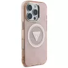 Guess IML Metal Glitter 4G Circle Triangle MagSafe Case voor Apple iPhone 16 Pro Max (roze)