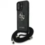 Guess 4G Big Logo Cord Strap Crossbody Case voor iPhone 16, zwart