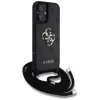 Guess 4G Big Logo Cord Strap Crossbody Case voor iPhone 16, zwart