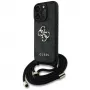 Guess 4G Big Logo Cord Strap Crossbody Case voor iPhone 16 Pro Max - zwart