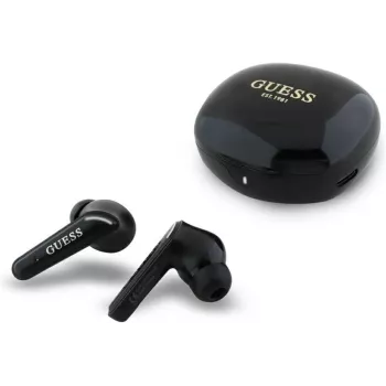 Guess Flat Classic Logo Electroplated TWS Earbuds met oplaadcase (zwart)
