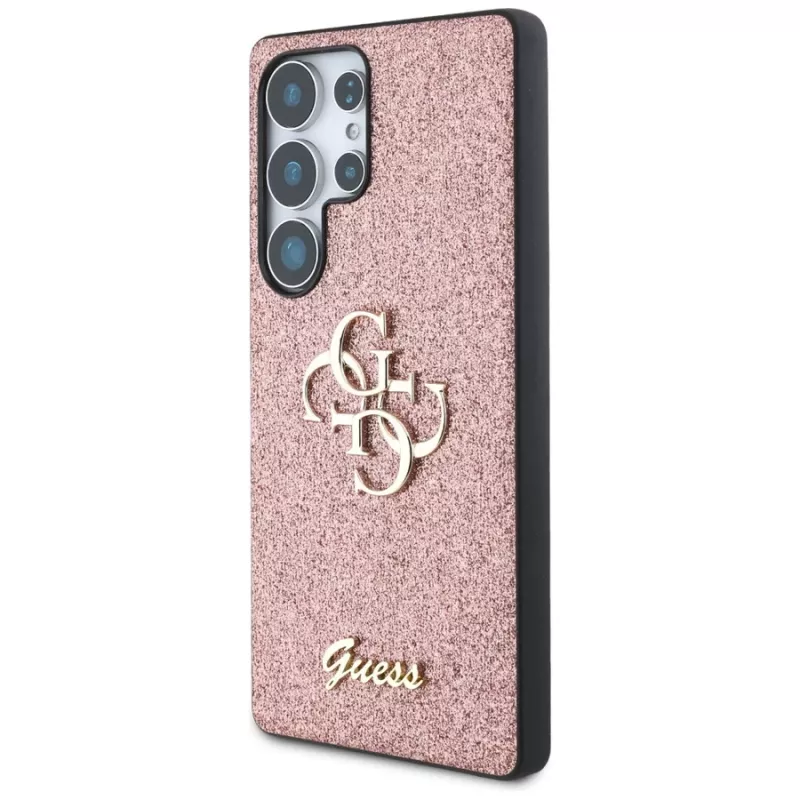 Guess Fixed Glitter Big 4G Metal Logo Case voor Samsung Galaxy S25 Ultra (roze)