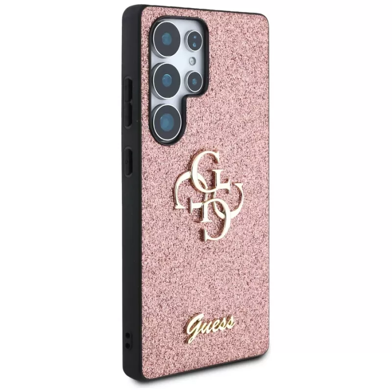 Guess Fixed Glitter Big 4G Metal Logo Case voor Samsung Galaxy S25 Ultra (roze)