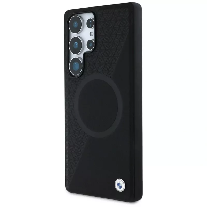 BMW Leder-Halbtextur-MagSafe-Case voor Samsung Galaxy S25 Ultra zwart