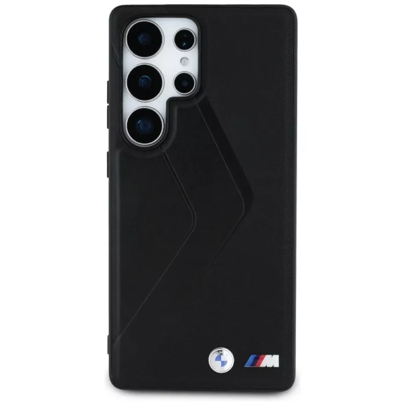 BMW Leder Oversized Stripes MagSafe Case voor Samsung Galaxy S25 Ultra zwart