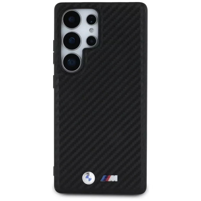 BMW Leather Carbon MagSafe Case voor Samsung Galaxy S25 Ultra zwart