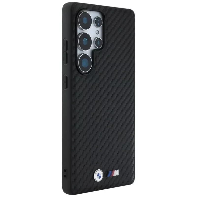 BMW Leather Carbon MagSafe Case voor Samsung Galaxy S25 Ultra zwart