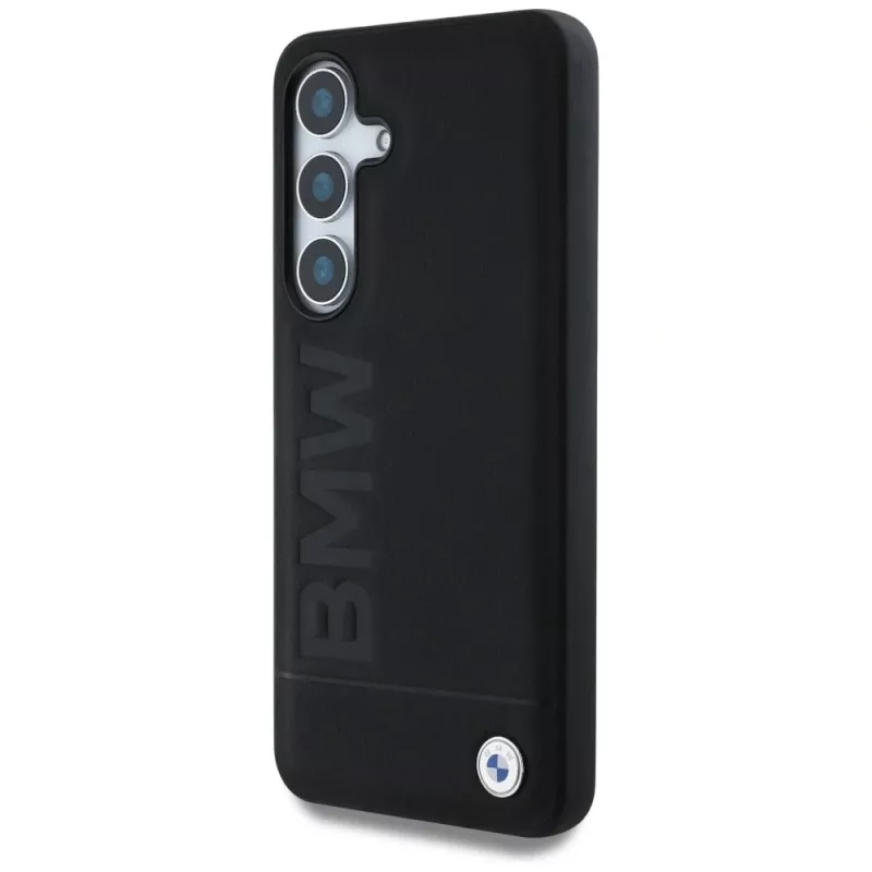 BMW Leder Big Wordmark Case voor Samsung Galaxy S25 zwart