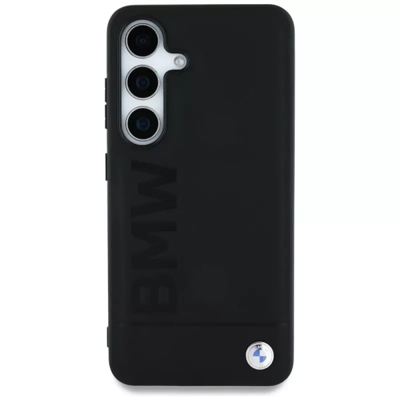 BMW Leder Big Wordmark Case voor Samsung Galaxy S25 zwart