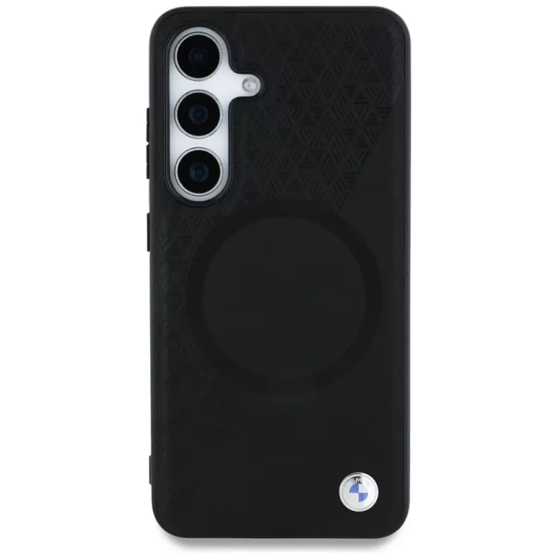 BMW Leder-Halbtextur MagSafe Case voor Samsung Galaxy S25 zwart