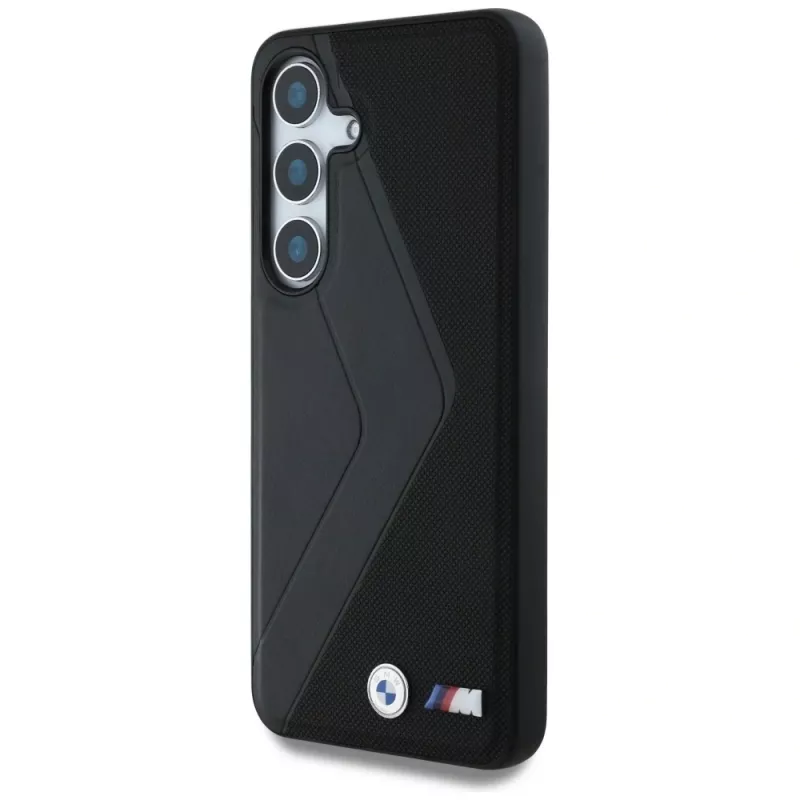 BMW Leather Oversized Stripes MagSafe Case voor Samsung Galaxy S25 zwart