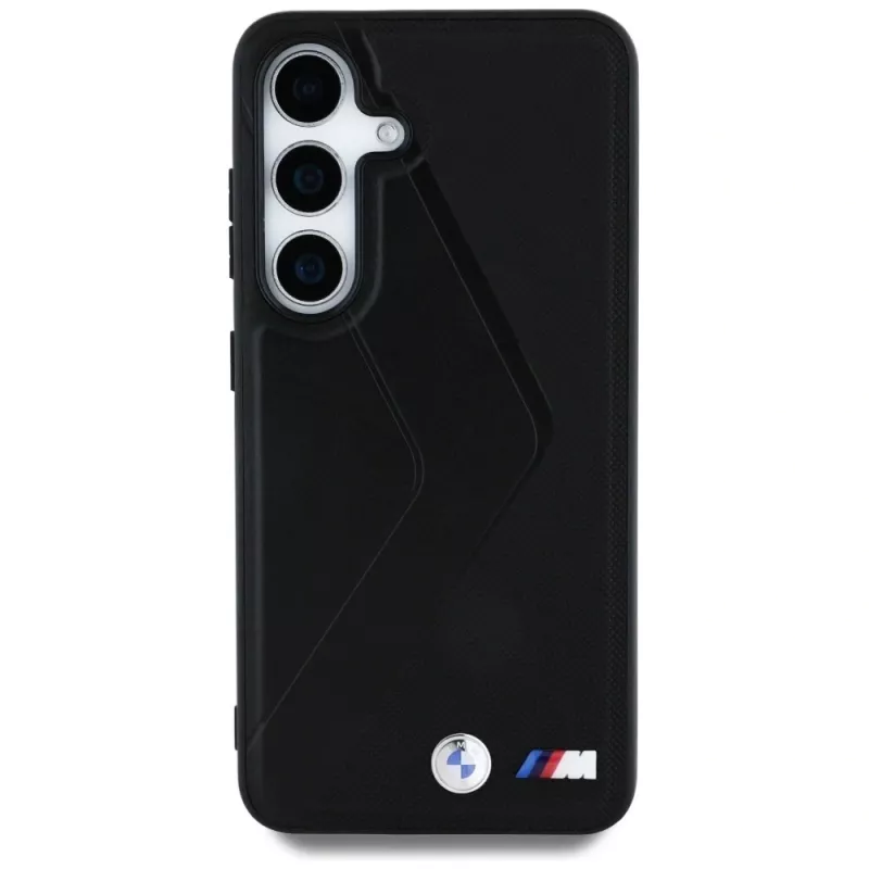 BMW Leather Oversized Stripes MagSafe Case voor Samsung Galaxy S25 zwart