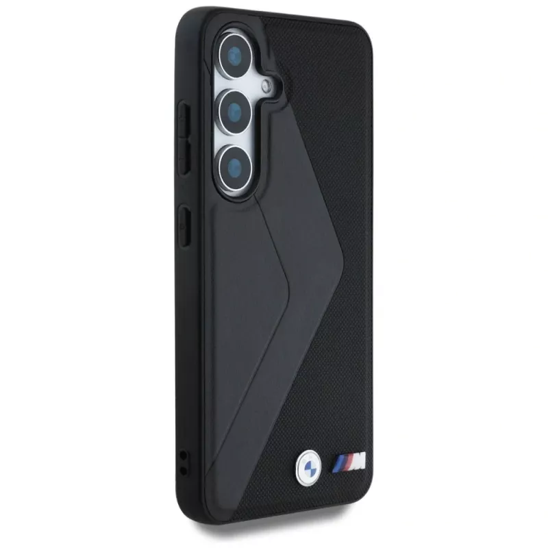 BMW Leather Oversized Stripes MagSafe Case voor Samsung Galaxy S25 zwart