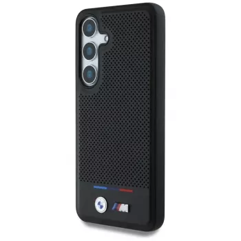 BMW Leder-Tricolor-Streifen MagSafe Case voor Samsung Galaxy S25 zwart