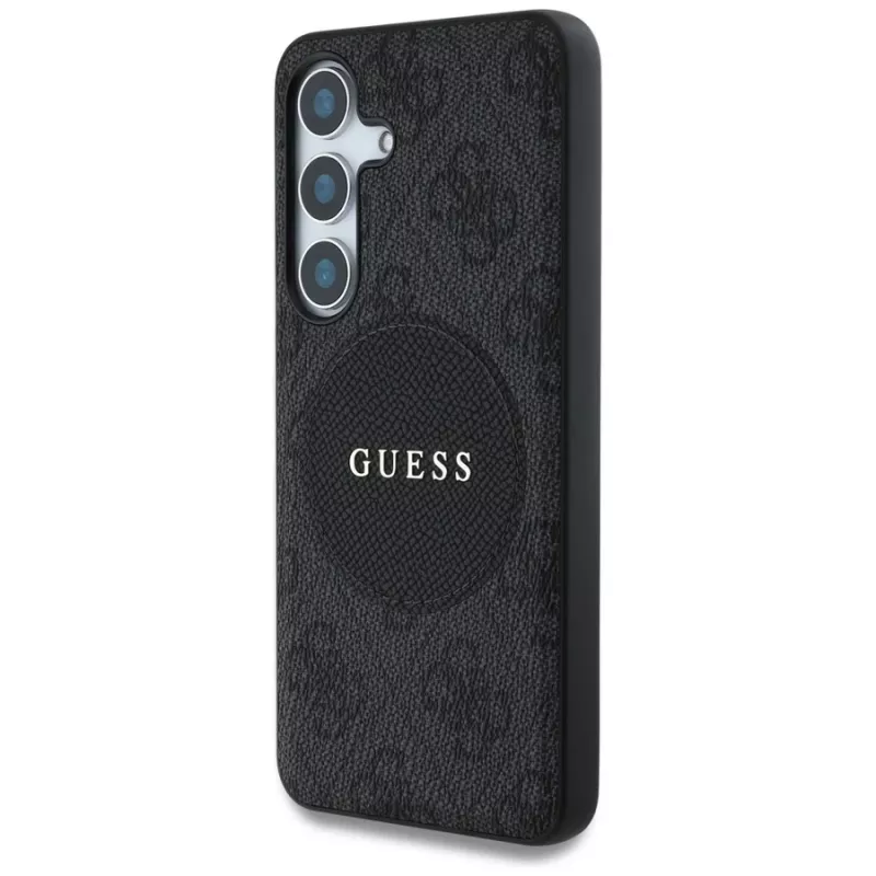 Guess 4G Round Patch Classic Logo MagSafe Case voor Samsung Galaxy S25+ (zwart)