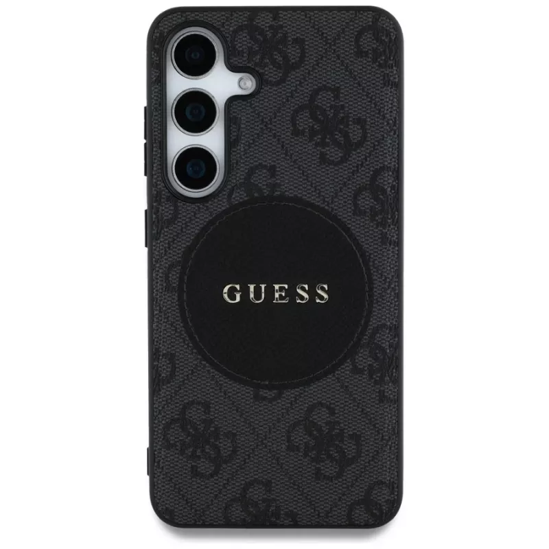 Guess 4G Round Patch Classic Logo MagSafe Case voor Samsung Galaxy S25+ (zwart)