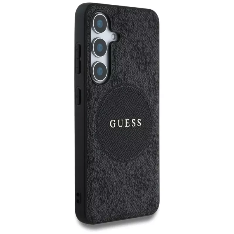 Guess 4G Round Patch Classic Logo MagSafe Case voor Samsung Galaxy S25+ (zwart)