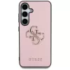 Guess Grained Big 4G Logo Small Classic Logo Back Cover Case voor Samsung Galaxy S25 roze