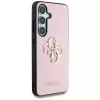 Guess Grained Big 4G Logo Small Classic Logo Back Cover voor Samsung Galaxy S25 Plus, roze