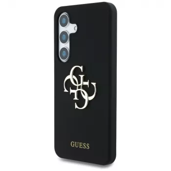 Guess Silicone Big 4G Logo Bottom Script Case voor Samsung Galaxy S25, zwart
