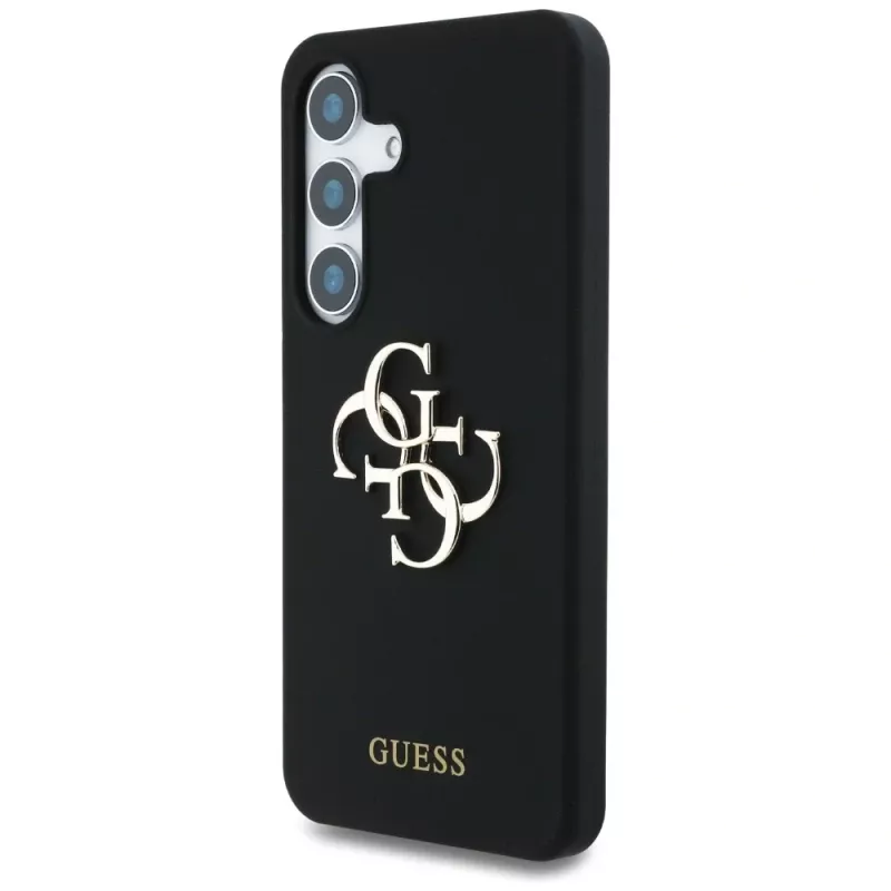 Guess Silicone Big 4G Logo Bottom Script Case voor Samsung Galaxy S25, zwart