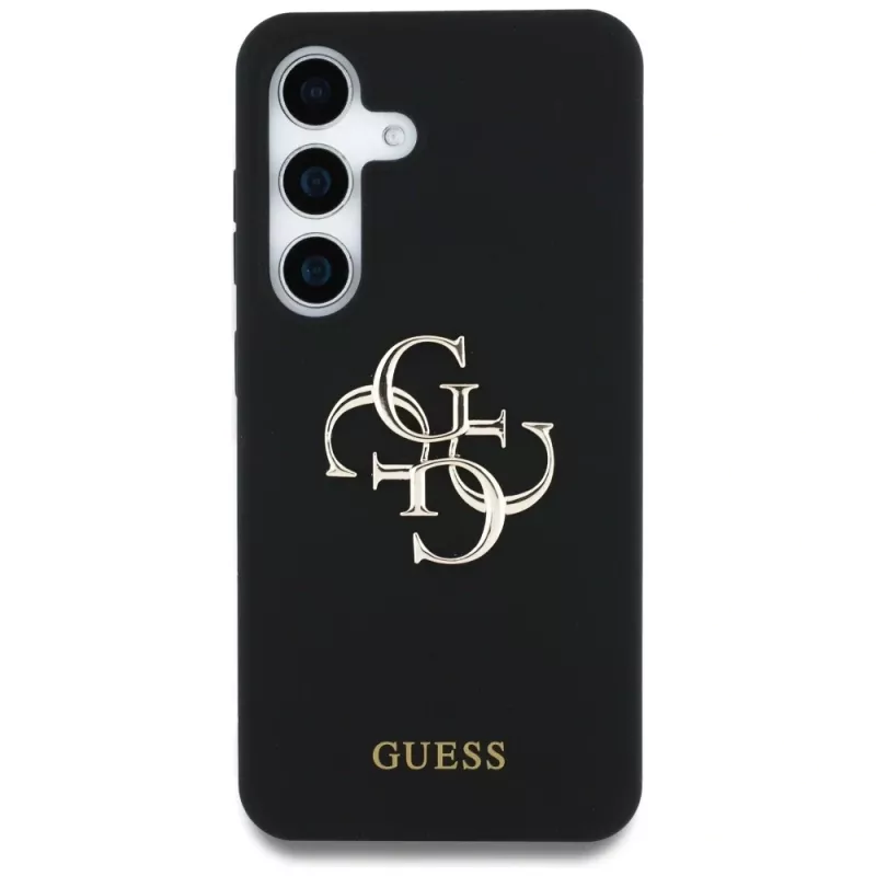 Guess Silicone Big 4G Logo Bottom Script Case voor Samsung Galaxy S25, zwart