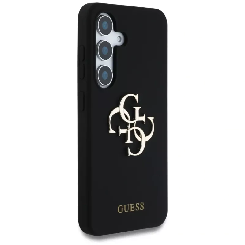 Guess Silicone Big 4G Logo Bottom Script Case voor Samsung Galaxy S25, zwart