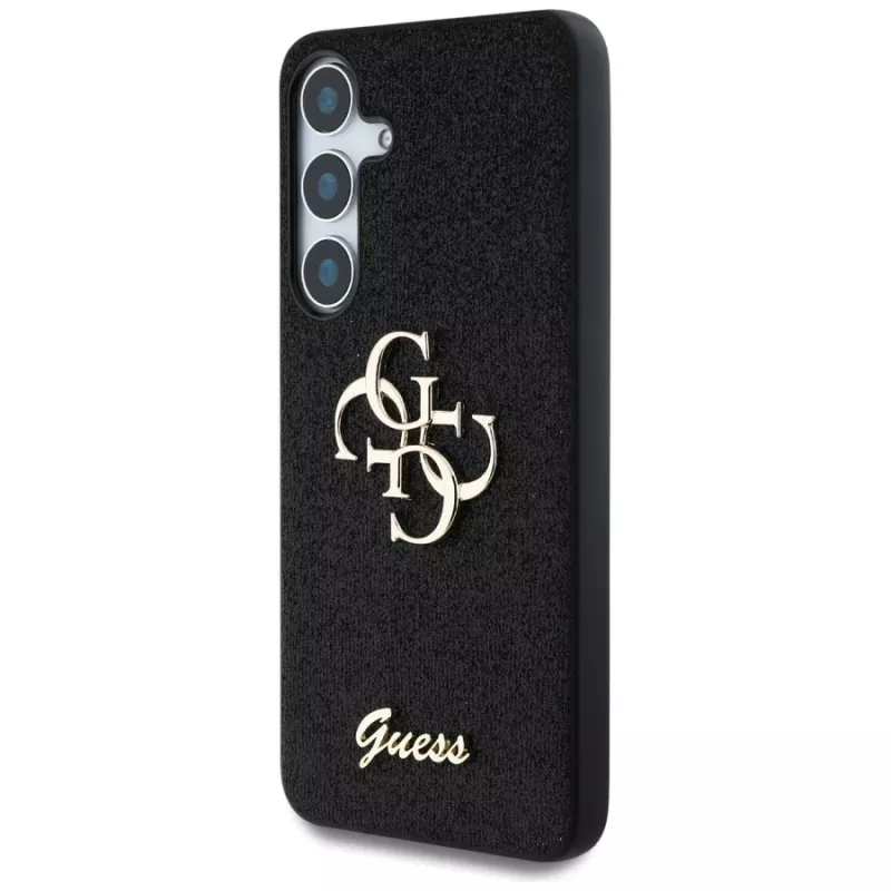Guess Fixed Glitter Big 4G Metal Logo Case voor Samsung Galaxy S25 (zwart)
