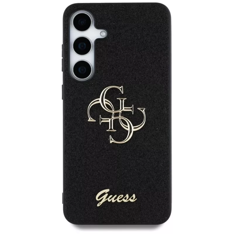 Guess Fixed Glitter Big 4G Metal Logo Case voor Samsung Galaxy S25 (zwart)