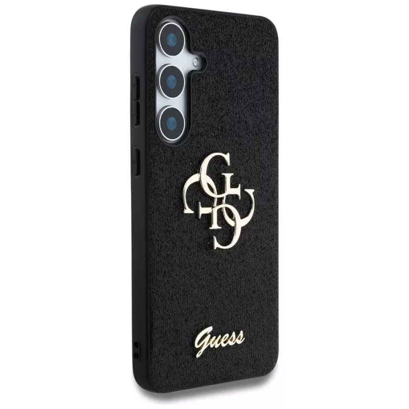 Guess Fixed Glitter Big 4G Metal Logo Case voor Samsung Galaxy S25 (zwart)