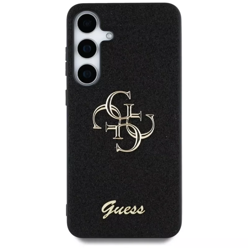 Guess Fixed Glitter Big 4G Metal Logo Case voor Samsung Galaxy S25+ (zwart)