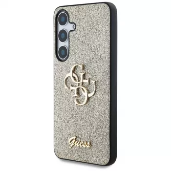 Guess Fixed Glitter Big 4G Metal Logo Back Cover voor Samsung Galaxy S25 - goud